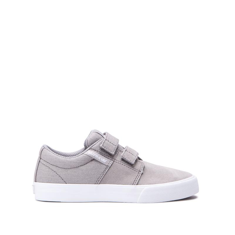 Zapatillas Bajas Supra Argentina Niños - STACKS II VULC VELCRO Gris Claro (YGWFT-5910)